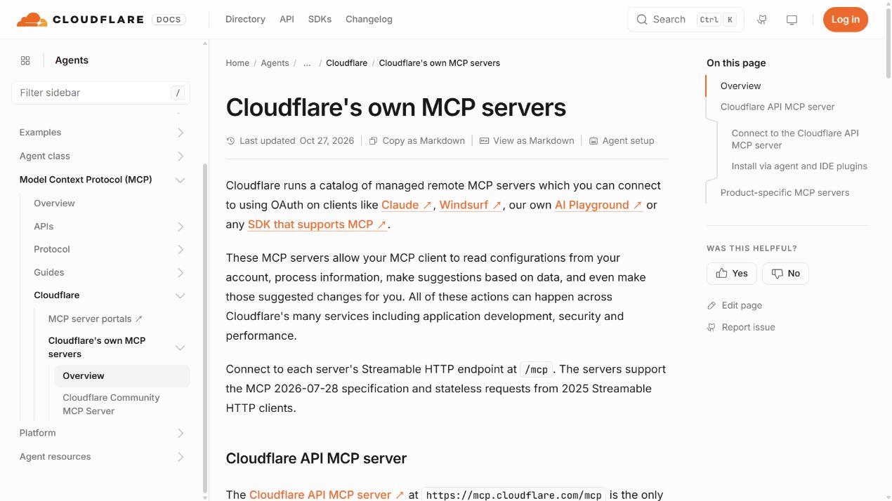 Cloudflare 官方 MCP 文档